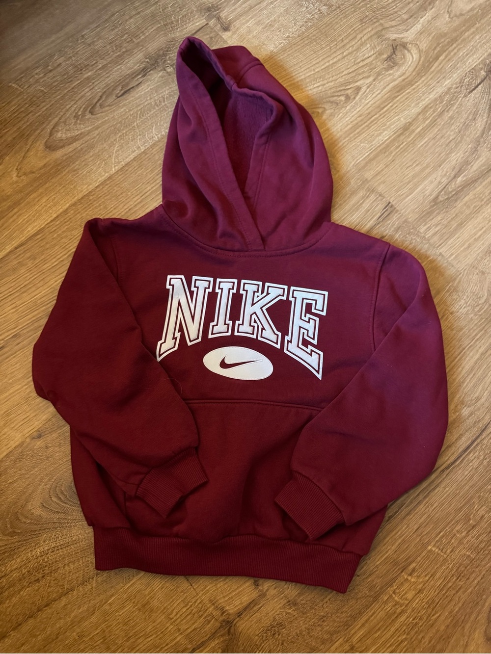 Nike Kids Maroon Pullover Hoodie with White Logo